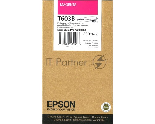Картридж струйный Epson C13T603B00 пурпурный (220 мл) для Epson St Pro 7800/9800