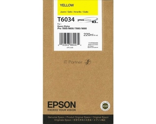 Картридж струйный Epson C13T603400 желтый для Epson St Pro 7880/9880 (220мл)