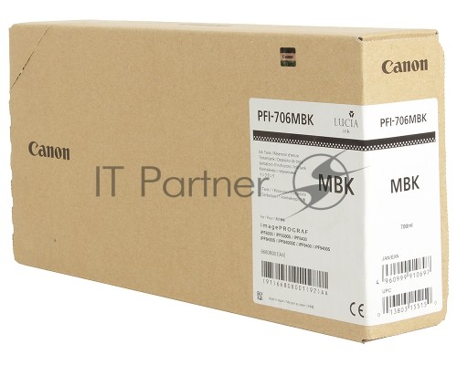 Картридж струйный Canon PFI-706 MBK (6680B001) черный матовый (700 мл) для Canon iPF8300S/8400/9400S/9400