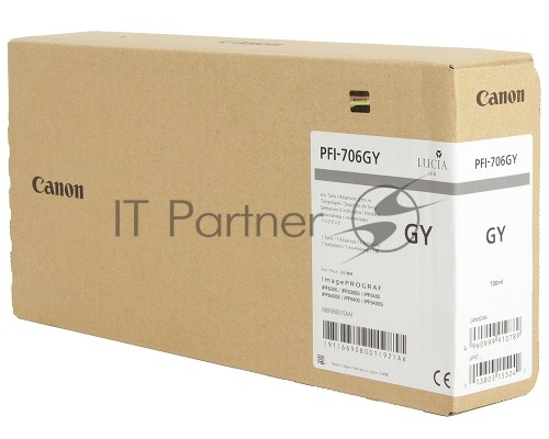 Картридж струйный Canon PFI-706 GY (6690B001) серый (700 мл) для Canon iPF8300S/8400/9400S/9400