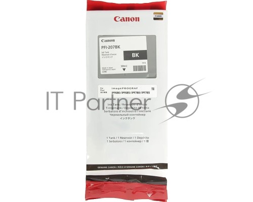 Картридж струйный Canon PFI-207 BK (8789B001) черный (300 мл)  для Canon imagePROGRAPH iPF680, 685, 780, 785