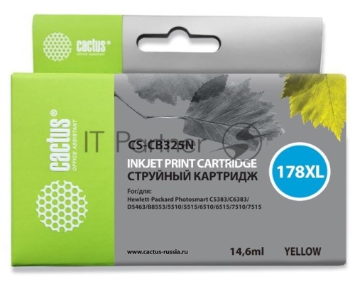 Картридж струйный Cactus CS-CB325N №178XL желтый (14.6 мл.) для HP PhotoSmart B8553/C5383/C6383/D5463