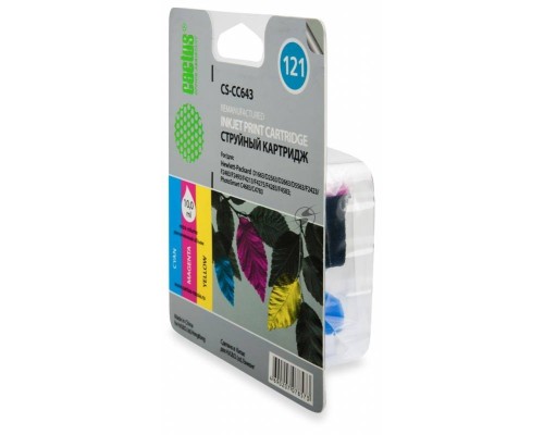 Картридж струйный Cactus CS-CC643 №121 многоцветный (9 мл.) для HP DJ D1663/D2563/D2663/D5563/F2423/F2483/F2493/F4213/F4275/F4283/F4583/PS C4683/C4783