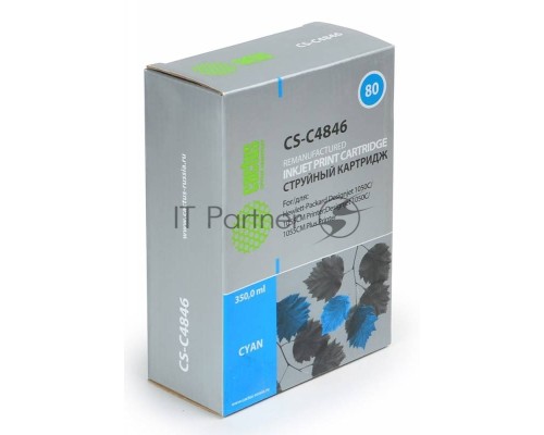Картридж струйный Cactus CS-C4846 №80 голубой (350 мл) для HP DesignJet 1050C/1055CM/1000
