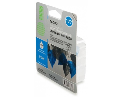 Картридж струйный Cactus CS-C8771 голубой для №177 HP PhotoSmart 3213/3313/8253/C5183/C6183 (11,4ml)