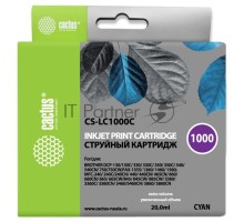 Картридж струйный Cactus CS-LC1000C голубой (20 мл) для Brother DCP 130C/ 330С, MFC-240C/ 5460CN