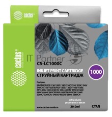 Картридж струйный Cactus CS-LC1000C голубой (20 мл) для Brother DCP 130C/ 330С, MFC-240C/ 5460CN