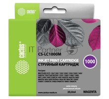 Картридж струйный Cactus CS-LC1000M пурпурный (20 мл) для Brother DCP 130C/ 330С, MFC-240C/ 5460CN