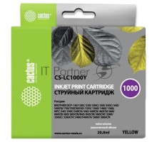 Картридж струйный Cactus CS-LC1000Y желтый (20 мл) для Brother DCP 130C/ 330С, MFC-240C/ 5460CN