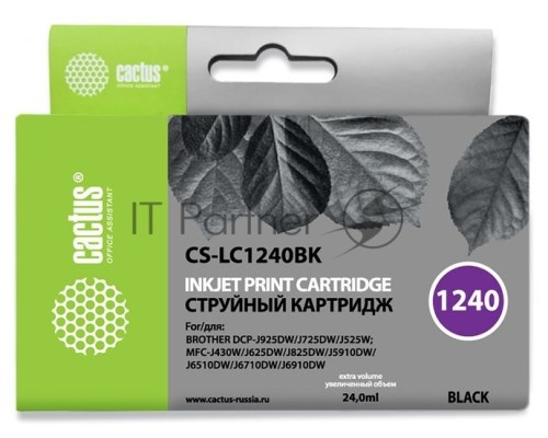 Картридж струйный Cactus CS-LC1240BK черный (24 мл) для Brother MFC-J6510/6910DW