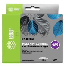 Картридж струйный Cactus CS-LC985C голубой для Brother DCPJ315W/DCPJ515W (15ml)