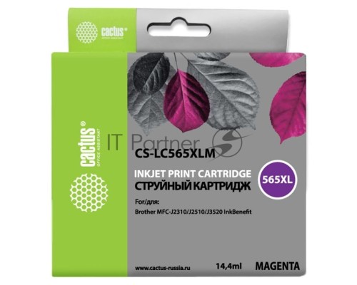 Картридж струйный Cactus CS-LC565XLM пурпурный (14,4 мл) для Brother MFC-J2510