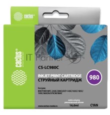 Картридж струйный Cactus CS-LC980C голубой (16 мл) для Brother DCP-145C/165C MFC-250C/290C