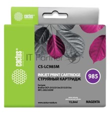 Картридж струйный Cactus CS-LC985M пурпурный (15 мл) для Brother DCPJ315W/DCPJ515W/MFCJ265W