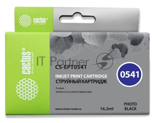 Картридж струйный Cactus CS-EPT0541 черный (16,2 мл) для Epson Stylus Photo R800/ R1800