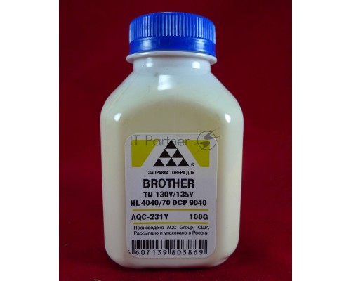 Тонер Brother TN 130Y/135Y HL 4040/50/70/DCP 9040 yellow (фл.100г.) AQC, фас.Россия