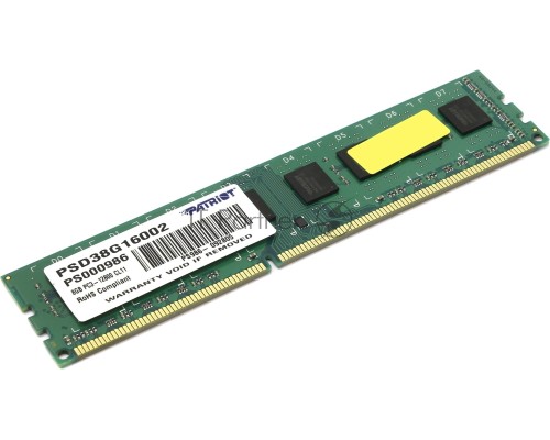 Оперативная память Patriot Memory 8GB DDR3 1600MHz (PC3-12800) PSD38G16002 CL11 DIMM 240-pin 1.5В Оперативная память Patriot Memory 8GB DDR3 1600MHz (PC3-12800) PSD38G16002 CL11 DIMM 240-pin 1.5В