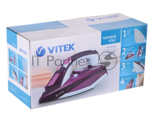 Утюг Vitek VT-1215 (PK) максимальная мощность 2400 Вт.Подошва Ceramic Ultra Care.