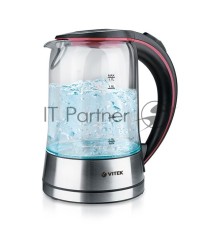 Чайник электрический Vitek VT-7009 1.7л. 2200Вт серебристый (корпус: стекло)