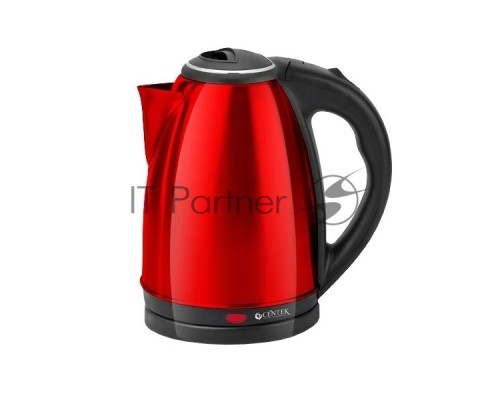 Чайник Centek CT-1068 RED (красный) металл 2л, 2000W, хромированная вставка на крышке