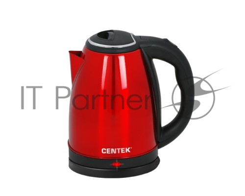 Чайник Centek CT-1068 RED (красный) металл 2л, 2000W, хромированная вставка на крышке