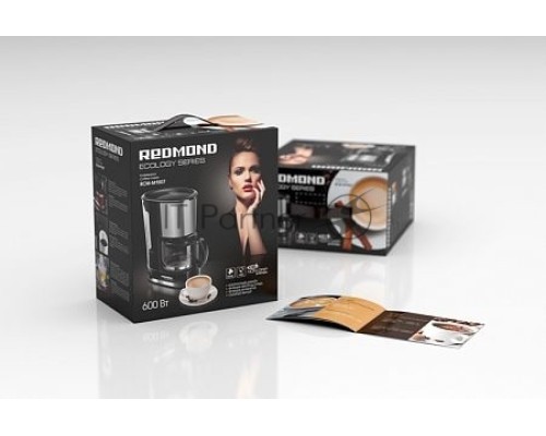Кофеварка капельная Redmond RCM-M1507 черный/серебристый, исп. кофе - молотый, 0.6 л, 600 Вт