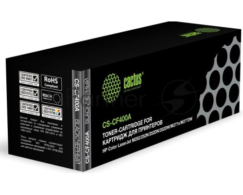 Картридж лазерный Cactus CS-CF400A черный (1500 стр.) для HP CLJ M252/252N/252DN/252DW/M277n/M277DW