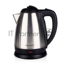 Чайник электрический Galaxy GL 0304, серый, металл, 2000 Вт, 1,8 л, съемный фильтр, шкала уровня воды