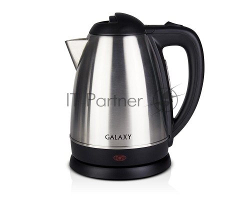 Чайник электрический Galaxy GL 0304, серый, металл, 2000 Вт, 1,8 л, съемный фильтр, шкала уровня воды