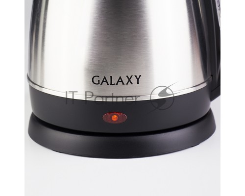 Чайник электрический Galaxy GL 0304, серый, металл, 2000 Вт, 1,8 л, съемный фильтр, шкала уровня воды