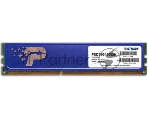 Оперативная память Patriot DIMM DDR3 8Gb (pc-12800) 1600MHz with HS PSD38G16002H