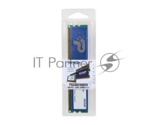 Оперативная память Patriot DIMM DDR3 8Gb (pc-12800) 1600MHz with HS PSD38G16002H