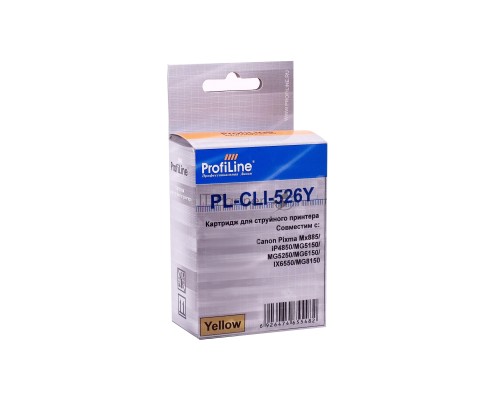 Картридж PL-CLI-526Y с чипом для принтеров Canon Pixma IP4850/MG5150/MG5250/MG6150/MG8150 Yellow водн ProfiLine