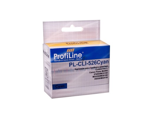 Картридж PL-CLI-526C с чипом для принтеров Canon Pixma IP4850/MG5150/MG5250/MG6150/MG8150 Cyan водн ProfiLine