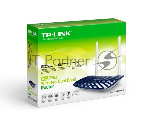 Маршрутизатор беспроводной TP-Link   Archer C20 10/100BASE-TX синий