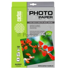 Фотобумага Cactus CS-GA423020E A4/230г/м2/20л./белый глянцевое для струйной печати