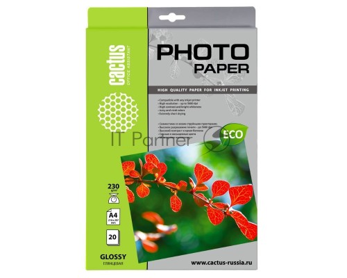 Фотобумага Cactus CS-GA423020E A4/230г/м2/20л./белый глянцевое для струйной печати