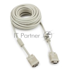Кабель Gembird/Cablexpert CC-PPVGA-10m, Кабель VGA Premium ,  15M/15M, 10м, серый, тройной экран, феррит.кольца 