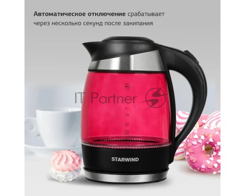 Чайник электрический Starwind SKG2214 1.8л. 2200Вт розовый (корпус: стекло)
