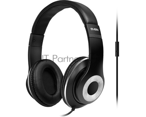 Наушники SVEN AP-930M черные {Разъем 3,5 мм, Поддержка функций управления плеером, Поддержка функции hands-free, Микрофон на кабеле, Улучшенная система передачи звука}