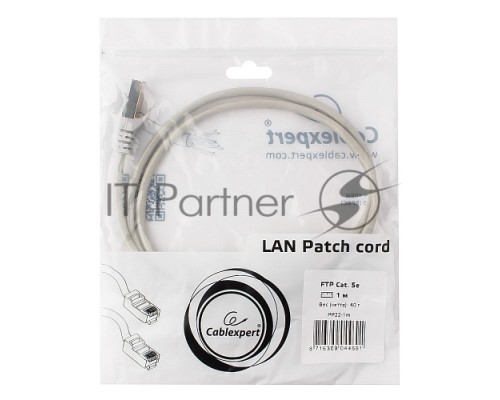 Патч-корд FTP Cablexpert кат.5e, 1м, литой, многожильный (серый) Патч-корд FTP Cablexpert кат.5e, 1м, литой, многожильный (серый)