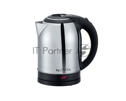 Чайник Centek CT-0037 (матовый) металл 2,0л, 2200W, большой объём, хромированная вставка
