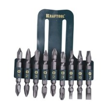 Набор KRAFTOOL Биты двухсторонние, в пласт. держателе, Cr-V, 9 предметов [26060-H10]