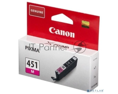 Картридж струйный CLI-451M (6525B001) для Canon PIXMA iP7240/MG6340/MG5440, Пурпурный (Magenta), 319стр.