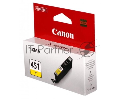 Картридж струйный CLI-451Y (6526B001) для Canon PIXMA iP7240/MG6340/MG5440, Желтый(Yellow), 344стр.