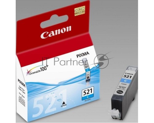 Картридж струйный CLI-521C (2934B004) голубой (535 стр.) для Canon Pixma iP3600, 4600, MP540 ,MP620, MP630, MP980