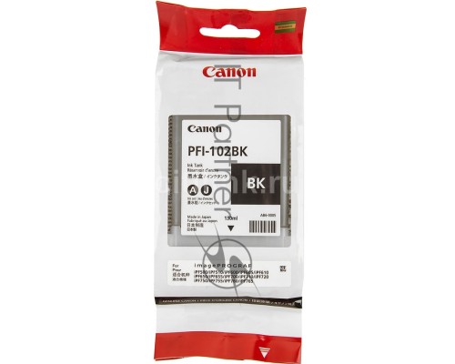 Картридж струйный Canon PFI-102Bk (0895B001) черный (130 мл.) для Canon iPF605, iPF610, iPF650, iPF655, iPF710, iPF750, iPF755, LP17, iPF510
