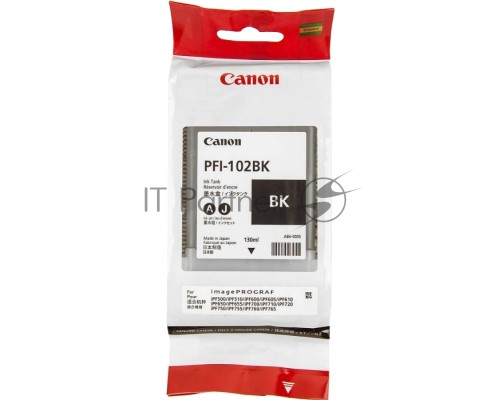 Картридж струйный Canon PFI-102Bk (0895B001) черный (130 мл.) для Canon iPF605, iPF610, iPF650, iPF655, iPF710, iPF750, iPF755, LP17, iPF510