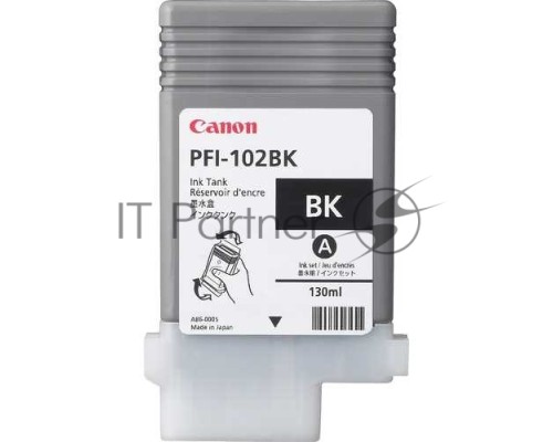 Картридж струйный Canon PFI-102Bk (0895B001) черный (130 мл.) для Canon iPF605, iPF610, iPF650, iPF655, iPF710, iPF750, iPF755, LP17, iPF510