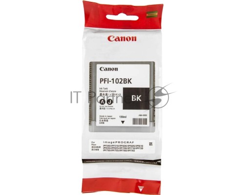 Картридж струйный Canon PFI-102Bk (0895B001) черный (130 мл.) для Canon iPF605, iPF610, iPF650, iPF655, iPF710, iPF750, iPF755, LP17, iPF510